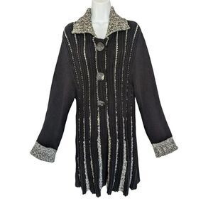 Lisa International Women Sweaters, Vintage Cable Knit Sweater Duster, Sz XL